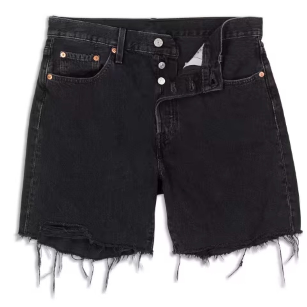 Levi's Black Distressed High-Rise Jean Shorts